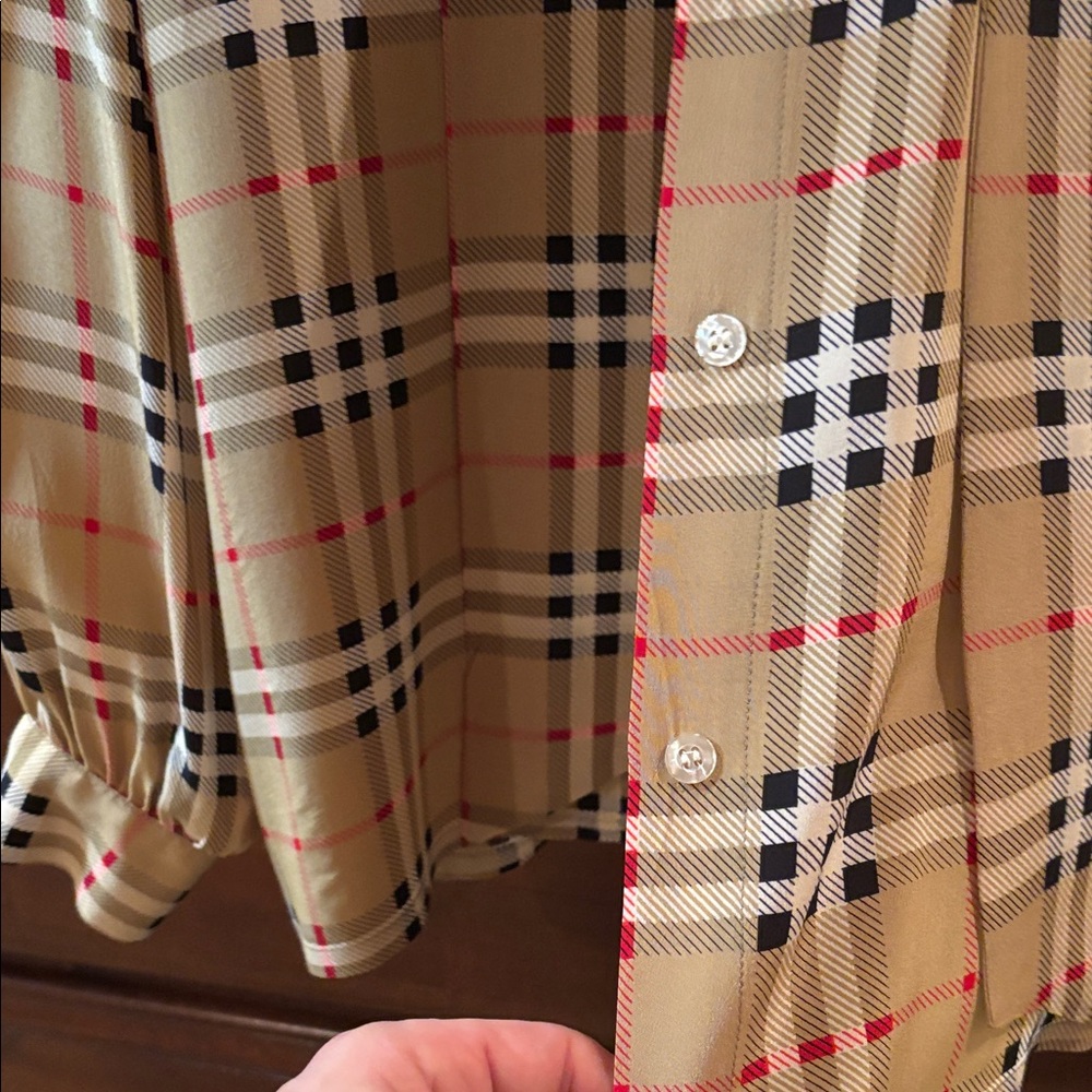 Burberry Tan and Black Plaid Wome button up Shirt - Picture 9 of 10